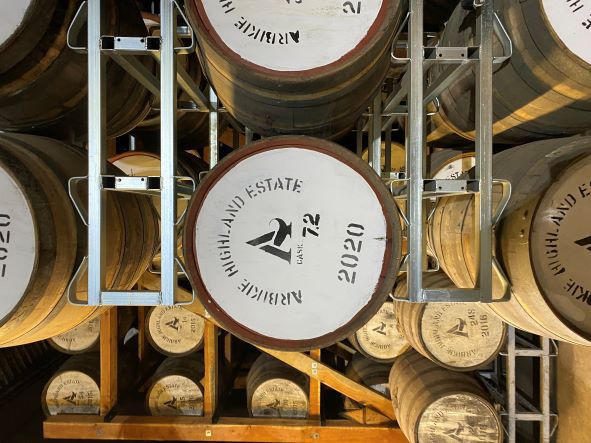 stacked whisky casks 