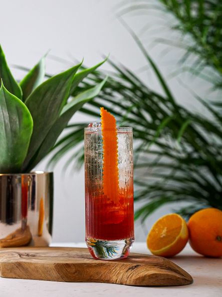 The Americano garnished with orange peel