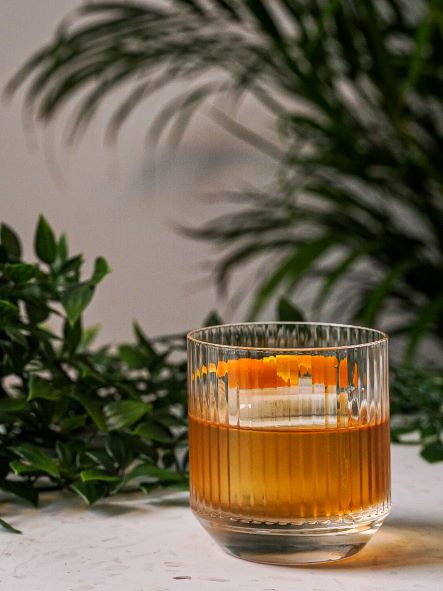 old fashioned cocktail in a rocks glass