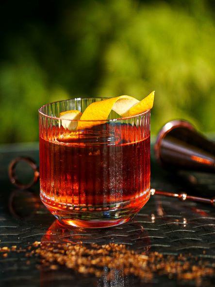 red negroni with an citrus twist